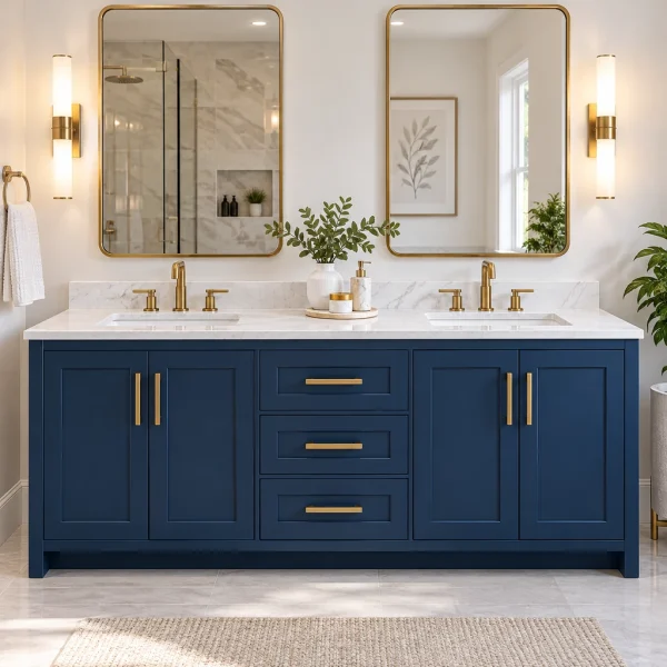 72" Double Vanity – Navy Blue