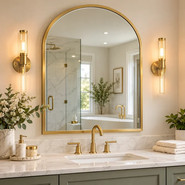Arched Vanity Mirror – Brushed Gold