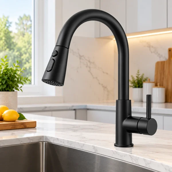 Pull-Down Kitchen Faucet – Matte Black