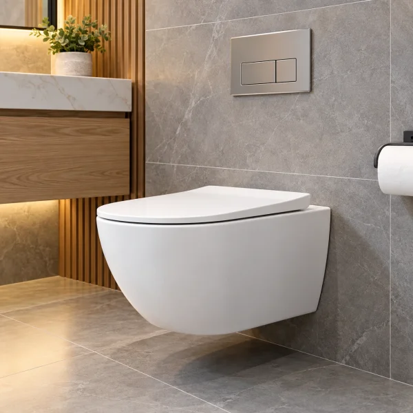 Wall-Hung Toilet with Concealed Tank